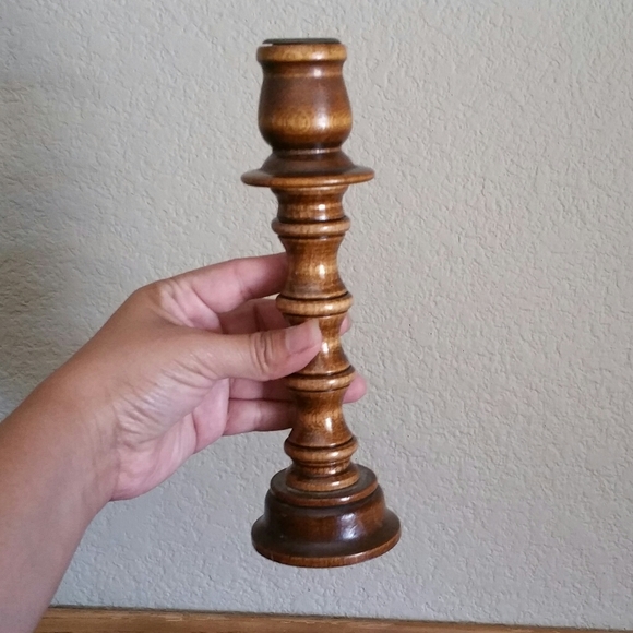 Vintage Wood Napkin Ring Candlestick Holder - Picture 2 of 7